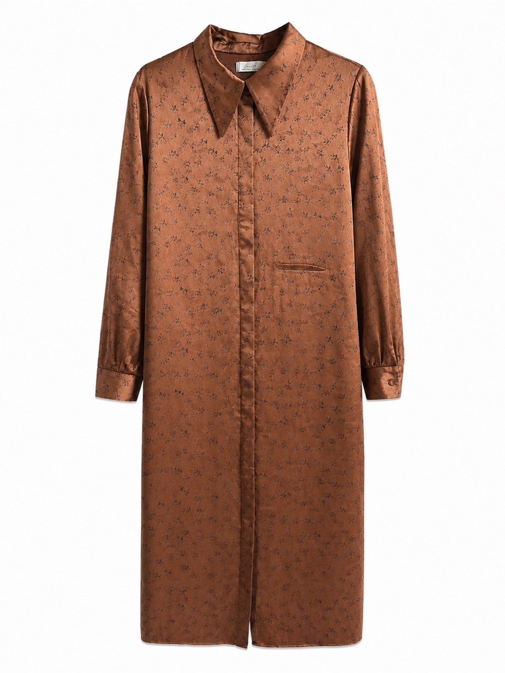Oak & Fort Brown Floral Button-Down Shirt Dress Size Large Long Sleeve